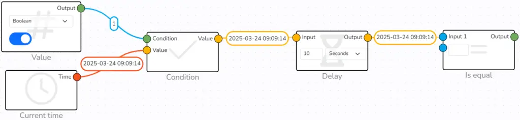 Delay Node with Current Time Node as example
